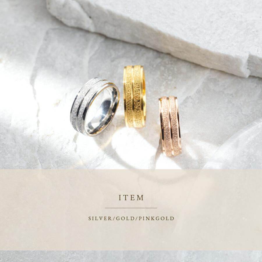 指輪 レディース ステンレス リング (298) 砂目 2ライン 選択可 (銀色 金色 ) シルバー ゴールド ピンク サージカル メンズ 送料無料 - 画像 (2)