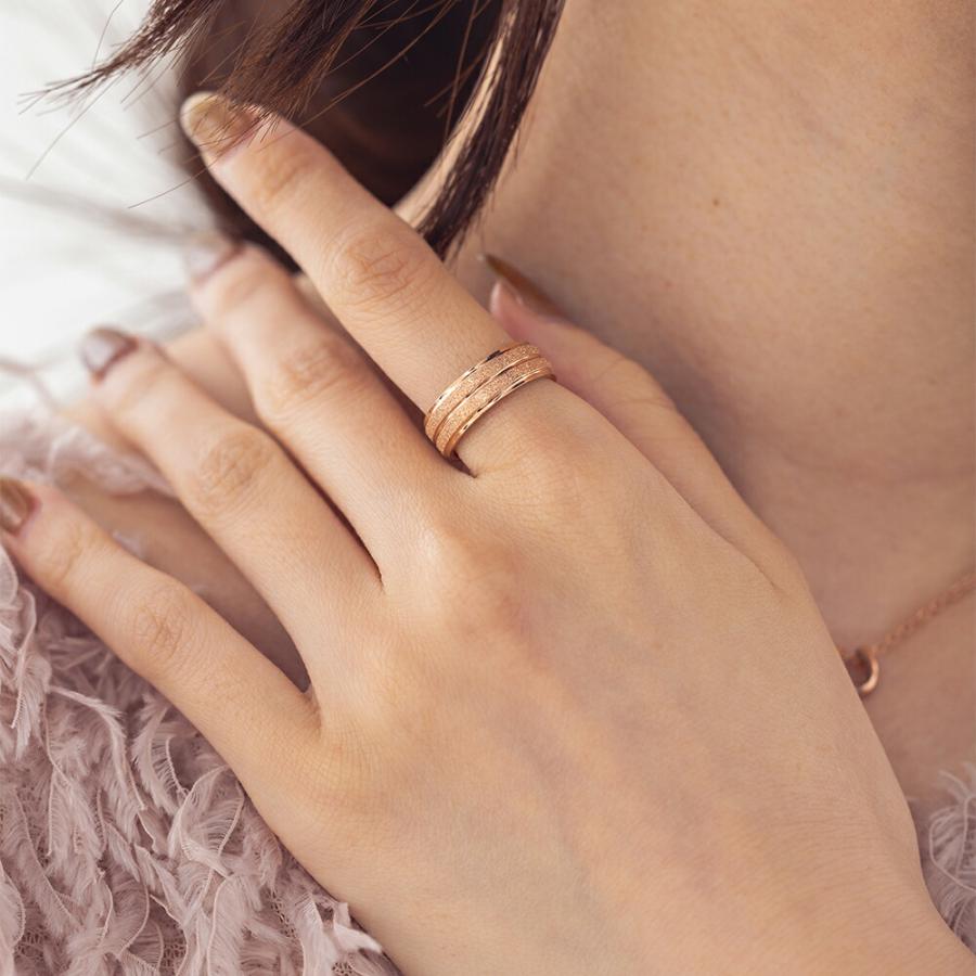 指輪 レディース ステンレス リング (298) 砂目 2ライン 選択可 (銀色 金色 ) シルバー ゴールド ピンク サージカル メンズ 送料無料 - 画像 (5)