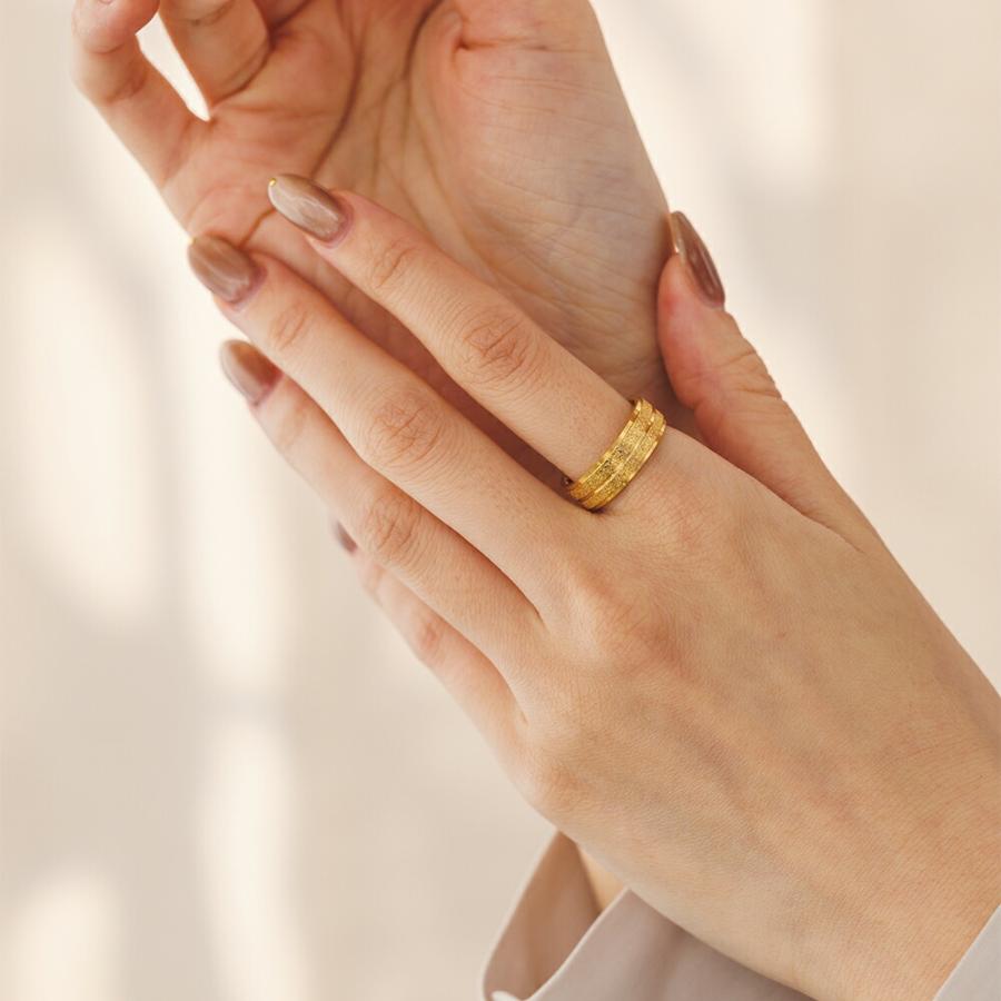 指輪 レディース ステンレス リング (298) 砂目 2ライン 選択可 (銀色 金色 ) シルバー ゴールド ピンク サージカル メンズ 送料無料 - 画像 (8)