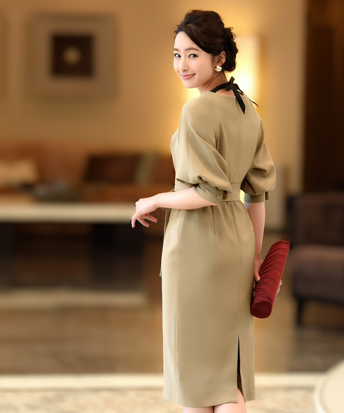 RUIRUE BOUTIQUE ドレス 「オケージョンドレス/結婚式」バルーンスリーブワンピース 披露宴 二次会 お呼ばれ フォーマル パーティードレス ロング丈 長袖 体型カバー - 画像 (4)