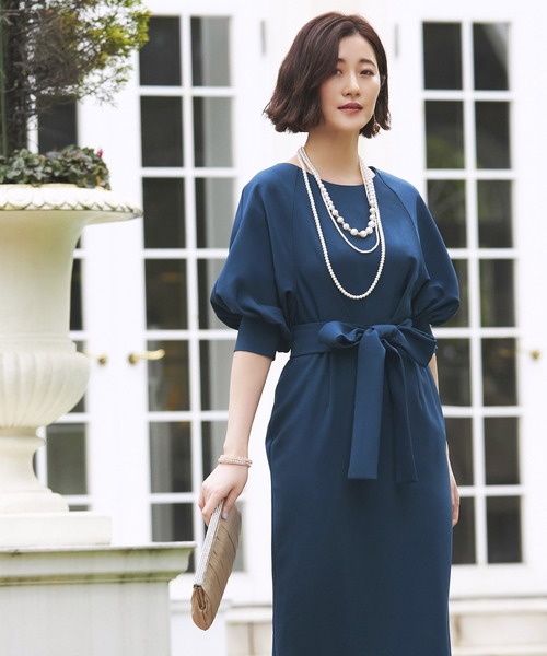 RUIRUE BOUTIQUE ドレス 「オケージョンドレス/結婚式」バルーンスリーブワンピース 披露宴 二次会 お呼ばれ フォーマル パーティードレス ロング丈 長袖 体型カバー - 画像 (5)