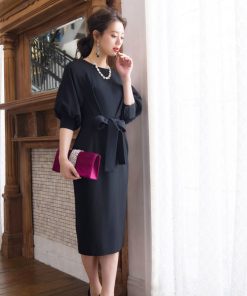 RUIRUE BOUTIQUE ドレス 「オケージョンドレス/結婚式」バルーンスリーブワンピース 披露宴 二次会 お呼ばれ フォーマル パーティードレス ロング丈 長袖 体型カバー