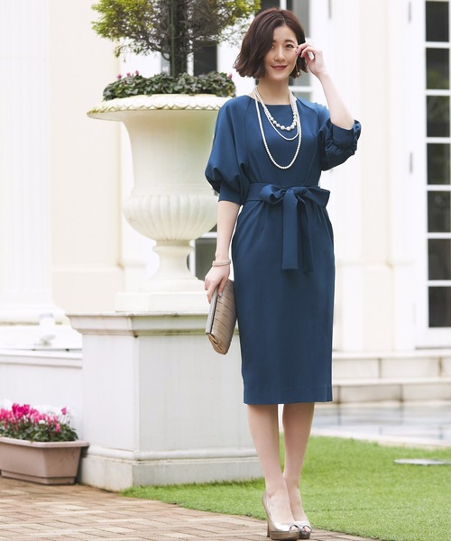 RUIRUE BOUTIQUE ドレス 「オケージョンドレス/結婚式」バルーンスリーブワンピース 披露宴 二次会 お呼ばれ フォーマル パーティードレス ロング丈 長袖 体型カバー - 画像 (9)