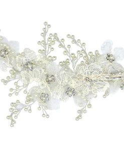 ヘッドドレス 髪飾り アレンジ パール 花 ウェディング 結婚式 パーティー 和装 ヘアアクセサリー A-33 MDM(ホワイトレース)