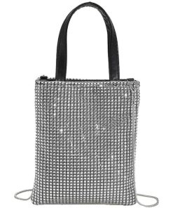 キラキラバッグ ラインストーン チェーンバッグ レディース 小さめ ミニ ショルダー トート ハンドバッグ パーティーバッグ(ブラック)