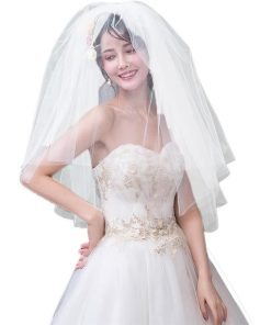 ウエディングベール パーティー 結婚式 ヘッドドレス ウエディングドレス ヴェール 結婚式用(ホワイト(B-2),  レギュラーサイズ)