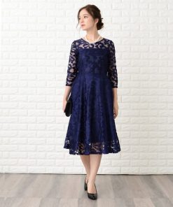 Lace Ladies ドレス ミモレ丈総レースクラシックワンピース・ドレス