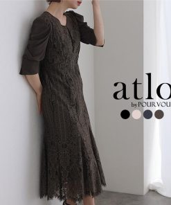 atlo パーティードレス ワンピース 結婚式 大きいサイズ ドレス 体型カバー フォーマルドレス 小さいサイズ フォーマル お呼ばれ 顔合わせ 上品 韓国 20代 30代 40代