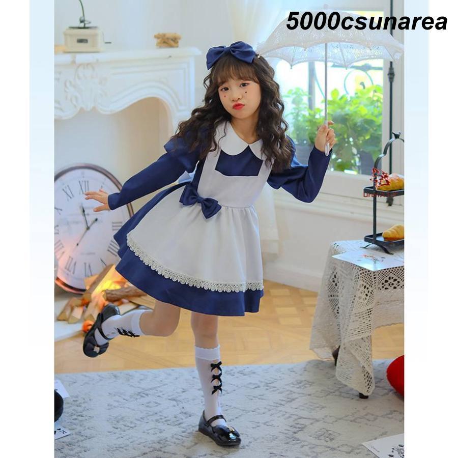【4点セット】ハロウィン FCZY メイド服 女の子 アリス ロリータ キッズ 子供 コスチューム 衣装 仮装 メイド ウェイトレス キャラクター パーティー ドレス - 画像 (9)