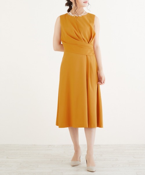 DRESS LAB ドレス 「結婚式/オケージョンドレス」ドレープデザインミモレ丈ワンピース - 画像 (3)