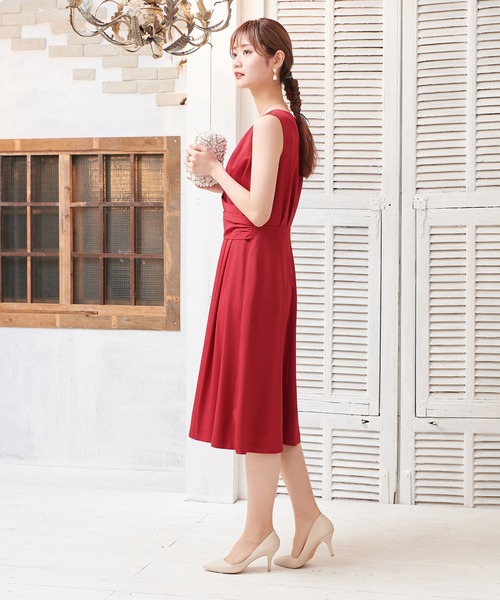 DRESS LAB ドレス 「結婚式/オケージョンドレス」ドレープデザインミモレ丈ワンピース - 画像 (9)