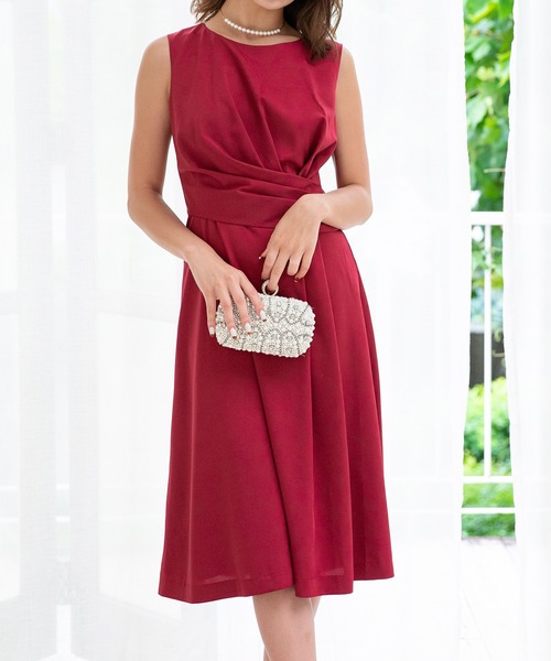 DRESS LAB ドレス 「結婚式/オケージョンドレス」ドレープデザインミモレ丈ワンピース - 画像 (4)