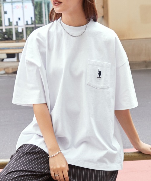 U.S. POLO ASSN. tシャツ /ユーエスポロアッスン 別注ワンポイント刺繍 ビッグシルエットカットソー 半袖tee トップス メンズ レデ - 画像 (3)