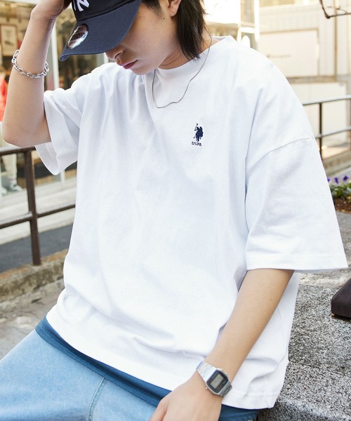 U.S. POLO ASSN. tシャツ /ユーエスポロアッスン 別注ワンポイント刺繍 ビッグシルエットカットソー 半袖tee トップス メンズ レデ - 画像 (2)