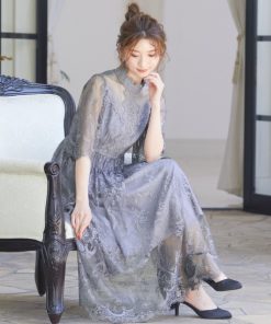 niana ドレス ハイネック レーステープコンビ アンティークドレス