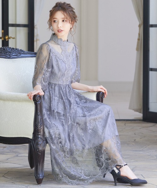 niana ドレス ハイネック レーステープコンビ アンティークドレス - 画像 (3)