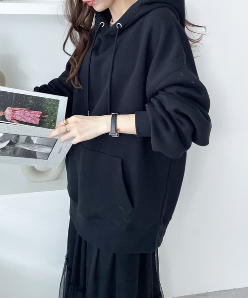 GeeRA パーカー 綿混裏起毛ビッグシルエットパーカー レディース - 画像 (6)