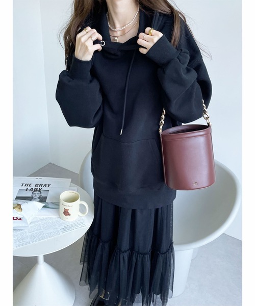 GeeRA パーカー 綿混裏起毛ビッグシルエットパーカー レディース - 画像 (9)