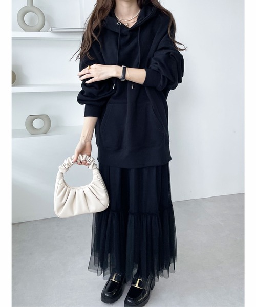 GeeRA パーカー 綿混裏起毛ビッグシルエットパーカー レディース - 画像 (4)