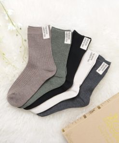 Lace Ladies 靴下 「5色組」タグデザインクルーソックスセット レディース