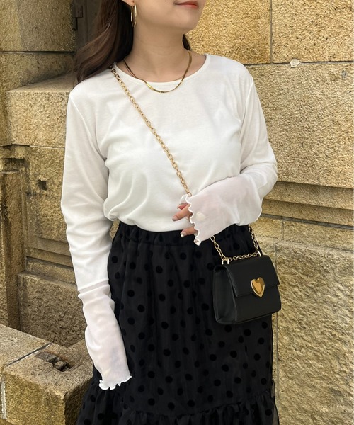 prose verse tシャツ 袖シアー切替トップス レディース - 画像 (3)