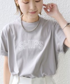 SHIPS tシャツ 「WEB限定」 ラウンド プリント ロゴ TEE レディース メンズ