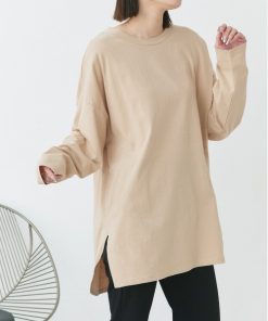 ad thie tシャツ 後裾ラウンド ロングTシャツ レディース