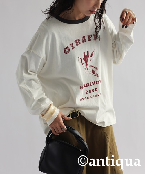antiqua tシャツ アニマルカレッジロゴロンT レディース - 画像 (6)
