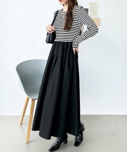 GeeRA ワンピース 異素材切替ドッキングワンピース