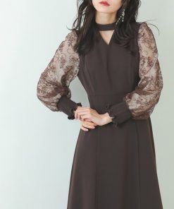 Kana ドレス 刺繍 シアー トライアングルデザイン エンブロイダリー ワンピース パーティー  結婚式 お呼ばれ オケージョン