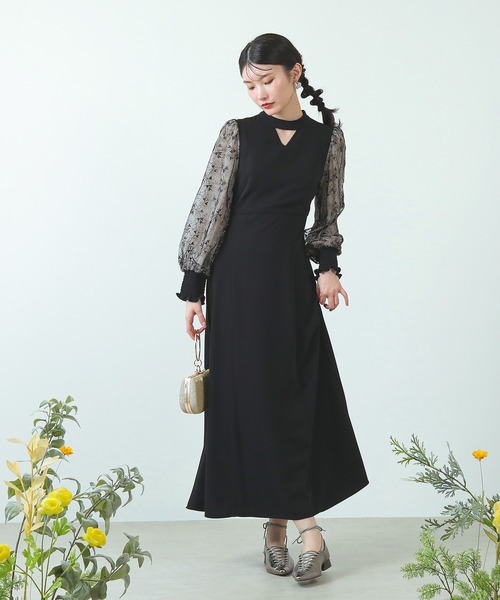 Kana ドレス 刺繍 シアー トライアングルデザイン エンブロイダリー ワンピース パーティー 結婚式 お呼ばれ オケージョン - 画像 (5)