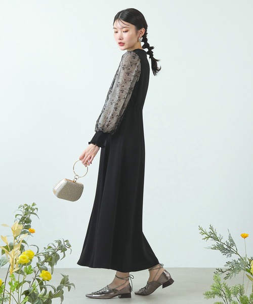 Kana ドレス 刺繍 シアー トライアングルデザイン エンブロイダリー ワンピース パーティー 結婚式 お呼ばれ オケージョン - 画像 (6)