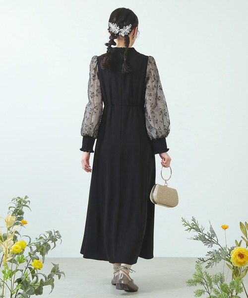 Kana ドレス 刺繍 シアー トライアングルデザイン エンブロイダリー ワンピース パーティー 結婚式 お呼ばれ オケージョン - 画像 (7)