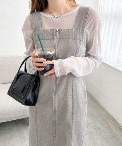 andme ワンピース コットンツイルビスチェ風キャミワンピース