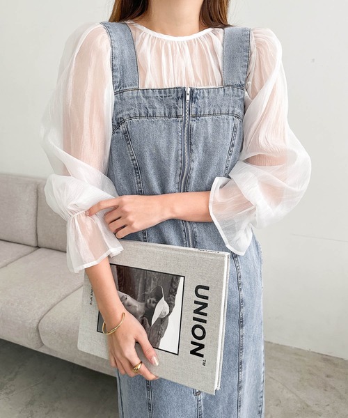 andme ワンピース コットンツイルビスチェ風キャミワンピース - 画像 (3)