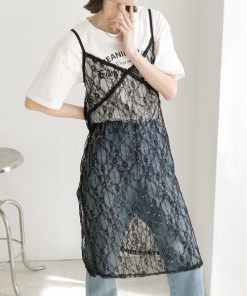 ad thie ワンピース スパンコールレースキャミワンピース