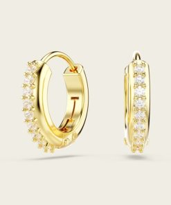 SWAROVSKI ピアス 「公式」「スワロフスキー」Matrix フープピアス， ラウンドカット， ホワイト， ゴールドトーン・プレーティング レディース メンズ