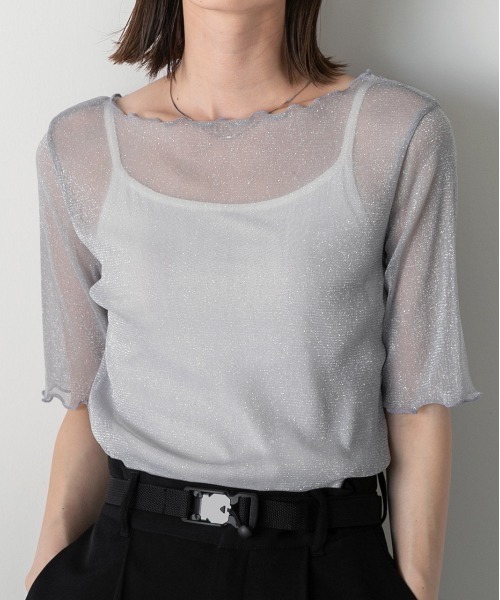 ad thie tシャツ メローデザイン ラメシアートップス レディース - 画像 (3)