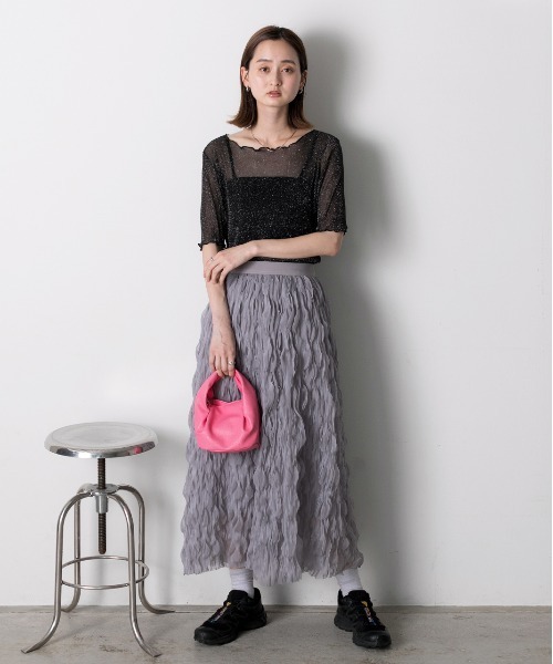 ad thie tシャツ メローデザイン ラメシアートップス レディース - 画像 (6)