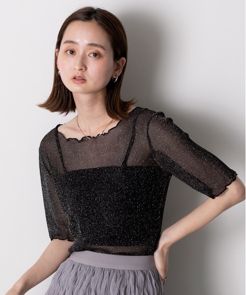 ad thie tシャツ メローデザイン ラメシアートップス レディース - 画像 (7)