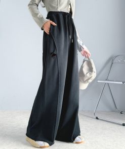 classicalelf スウェットパンツ ジャージ 個性派の1本。ヴィンテージ＆ダメージ加工ワイドシルエット裏毛スウェットパンツ レディース