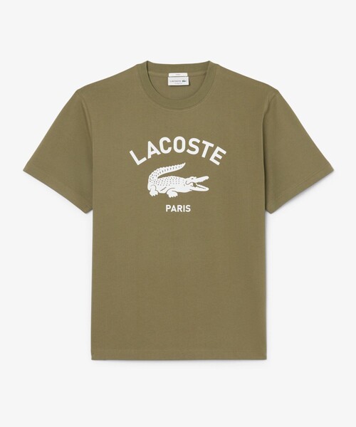 LACOSTE tシャツ ヘビーウェイト アーチネームカレッジロゴプリント 半袖Tシャツ メンズ レディース - 画像 (6)