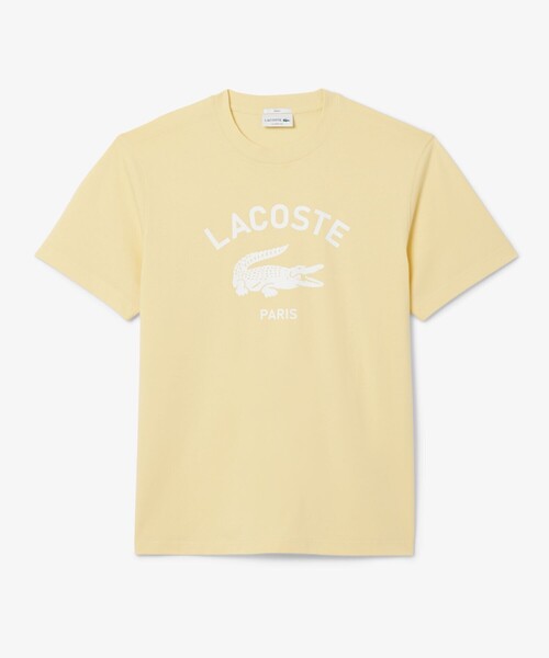 LACOSTE tシャツ ヘビーウェイト アーチネームカレッジロゴプリント 半袖Tシャツ メンズ レディース - 画像 (7)