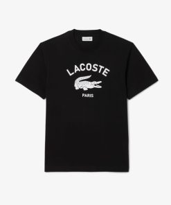 LACOSTE tシャツ ヘビーウェイト アーチネームカレッジロゴプリント 半袖Tシャツ メンズ レディース