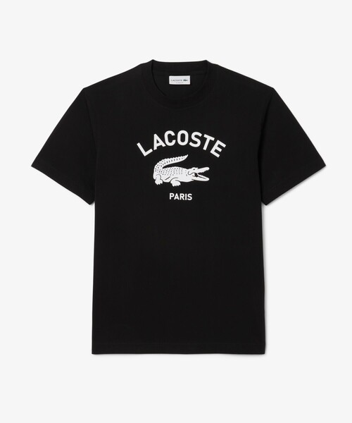 LACOSTE tシャツ ヘビーウェイト アーチネームカレッジロゴプリント 半袖Tシャツ メンズ レディース - 画像 (5)
