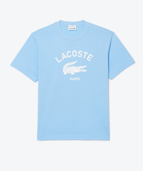 LACOSTE tシャツ ヘビーウェイト アーチネームカレッジロゴプリント 半袖Tシャツ メンズ レディース - 画像 (3)
