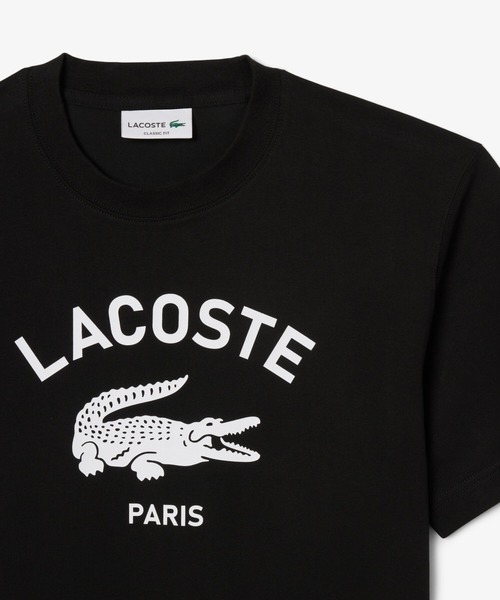 LACOSTE tシャツ ヘビーウェイト アーチネームカレッジロゴプリント 半袖Tシャツ メンズ レディース - 画像 (8)