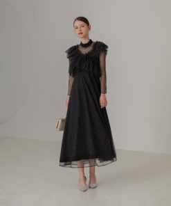 Leja ドレス 「LEJA」2wayドットストーンギャザーチュールAラインドレス 2点セット美脚効果 ドレスワンピース 結婚式 パーティードレス 成人式 二次