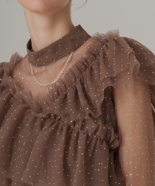 Leja ドレス 「LEJA」2wayドットストーンギャザーチュールAラインドレス 2点セット美脚効果 ドレスワンピース 結婚式 パーティードレス 成人式 二次 - 画像 (8)