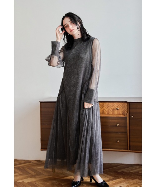 niana ドレス ラメチュールAラインドレス マタニティ 妊婦 結婚式 二次会 同窓会 成人式 パーティードレス オケージョンドレス お呼ばれワンピース - 画像 (3)